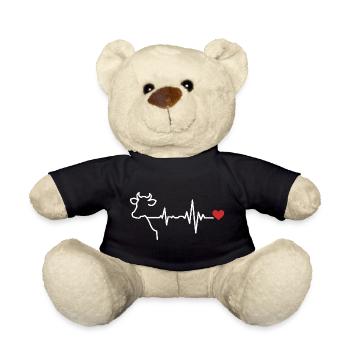 Cow heartbeat line design - Teddy Bear - black - Front