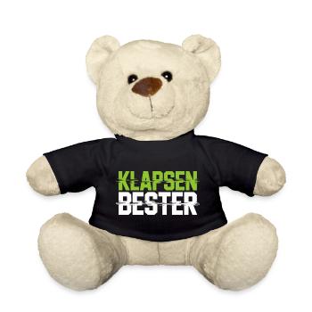 Klapsenbester Durchgeknallt Irrenhaus Büro Spruch - Teddy - Schwarz - Vorne