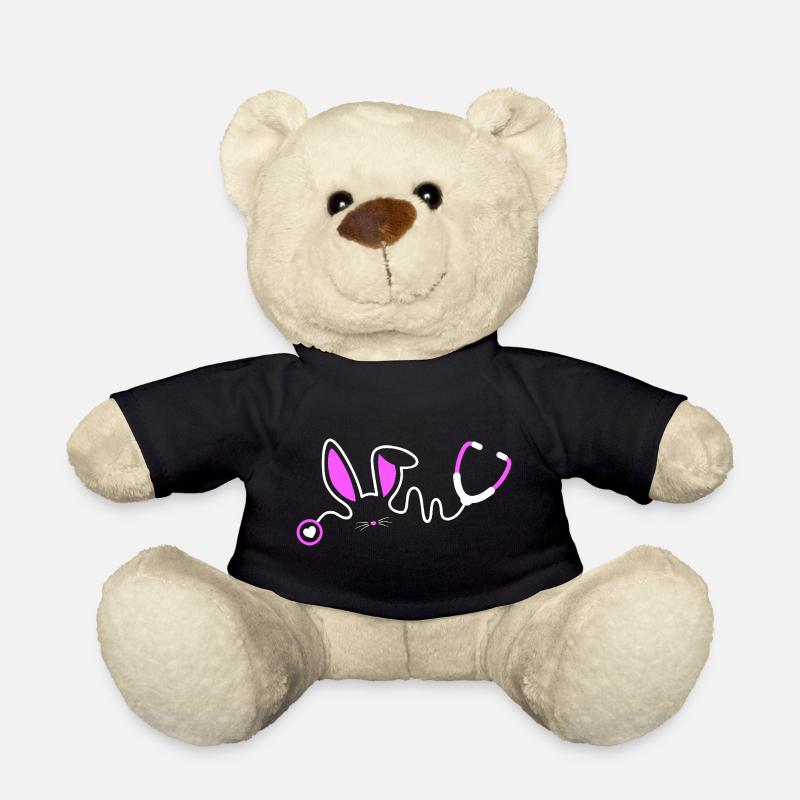 Stethoscope Bunny Whimsy - Teddy - Schwarz