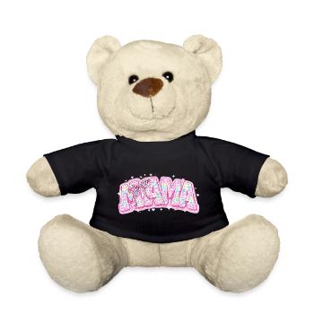 Mama Pastel Leopard – Groovy Varsity Style and Bow - Teddy Bear - black - Front