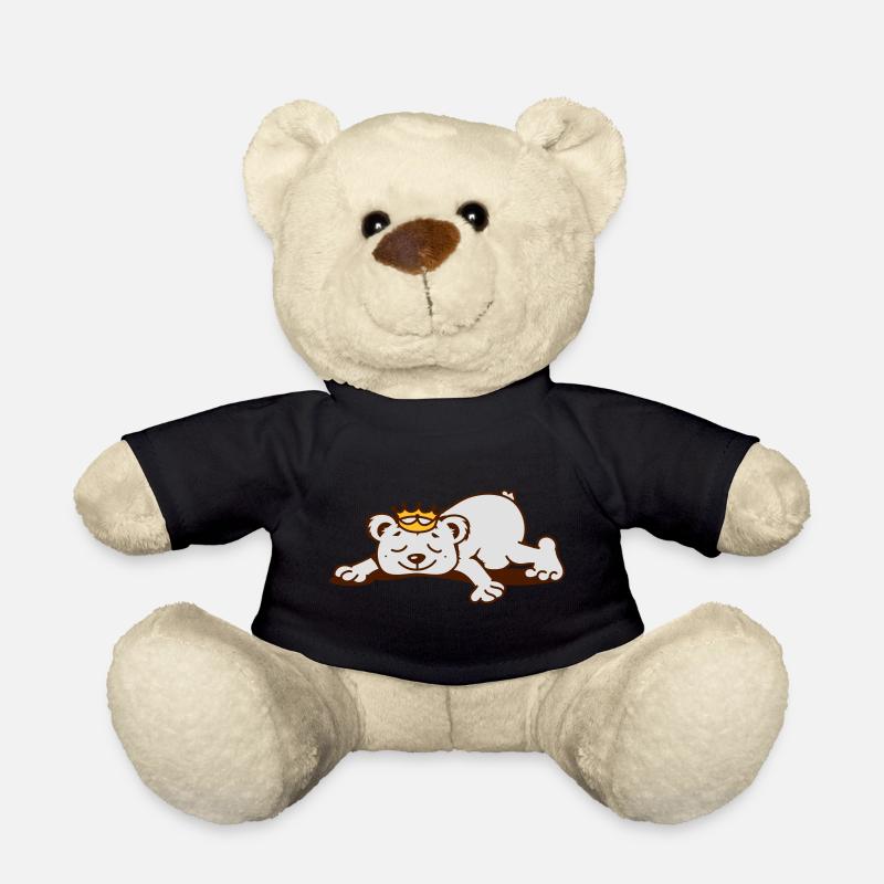 Bär mit Krone schläft - Teddy - Schwarz