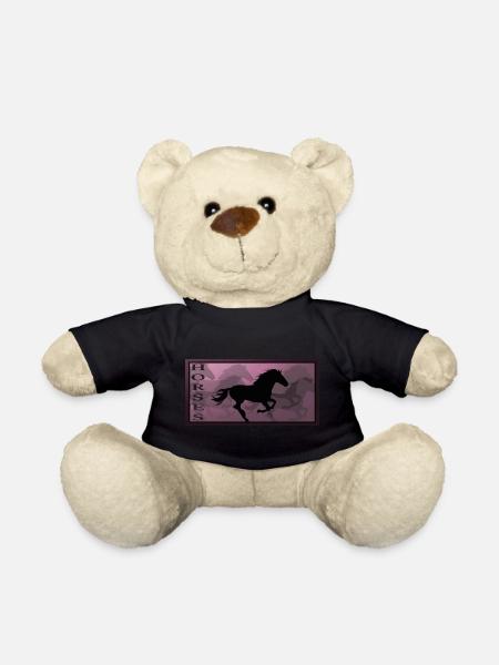 Horse horses riding equestrian pony western shirt - Teddy Bear - black