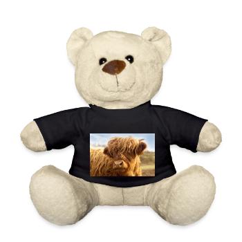 Little cow, brown calf looks at the camera - Teddy Bear - black - Front