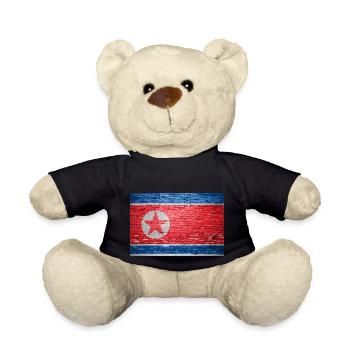 north korea Flag Graffiti on Brick Wall - Teddy Bear - black - Front