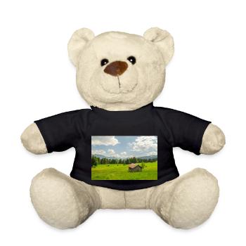 Mountain meadow with hut in front of the Alps - Teddy Bear - black - Front