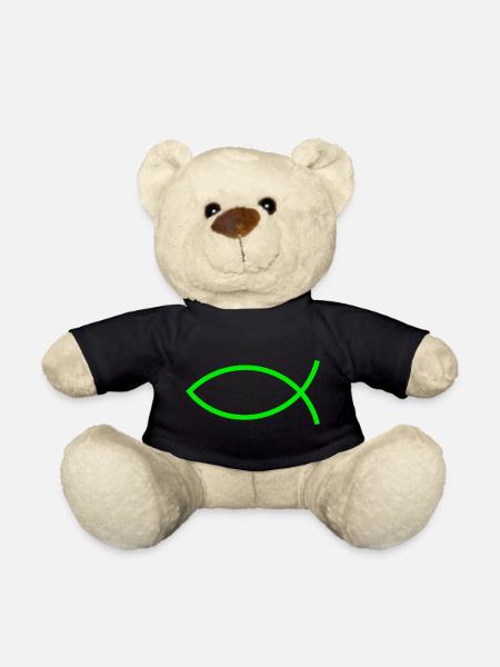 Jesusfisch grün Ichthys Fisch Fische - Teddy - Schwarz