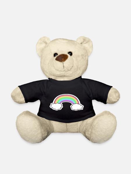 Pastel rainbow with clouds motif - Teddy Bear - black