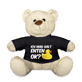 Ich mag halt Enten Ok? Ente Wasservogel - Teddy - Schwarz - Vorne