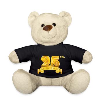 25e anniversaire et jour de naissance numéro d’or de luxe - Nounours - noir - Devant