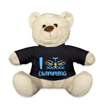 I Love Swimming, I love swimming, pool, swimming - Teddy Bear - black - Front
