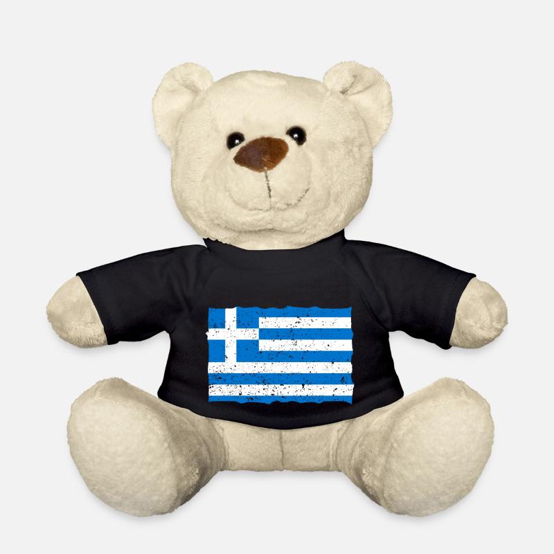 greek flag - Teddy Bear - black