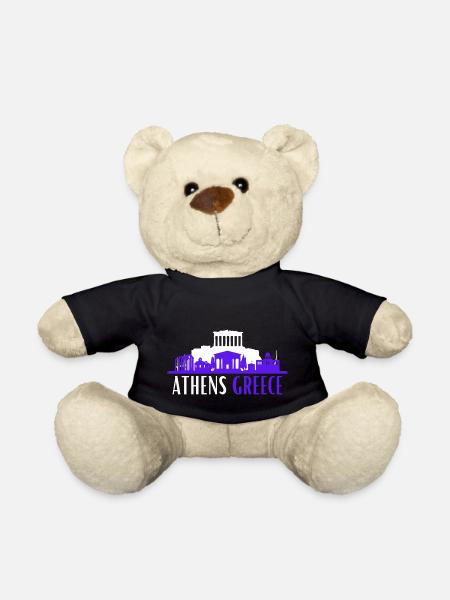 Athens Greece, parthenon, skyline of iconic landma - Teddy Bear - black