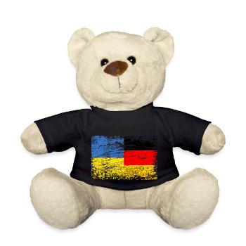 Ukraine Germany Flag Ukrainian German - Teddy Bear - black - Front