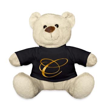 Goldener Buchstabe C im Vintage Design - Teddy - Schwarz - Vorne