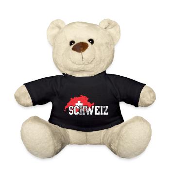 Schweiz Bold Map with White Cross - Teddy Bear - black - Front
