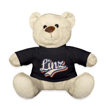 Österreich Linz Oberösterreich Vintage Typografie - Teddy - Schwarz - Vorne