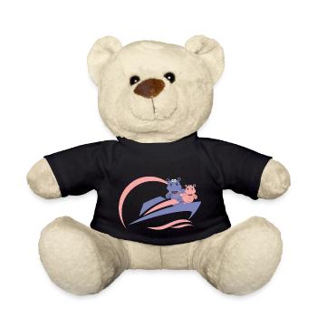 yacht nilpferd hippo kind baby rosa blau boot - Teddy - Schwarz - Vorne