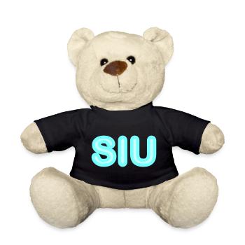 Jugendwort - Siu - Neonschrift in hell blau - Teddy - Schwarz - Vorne