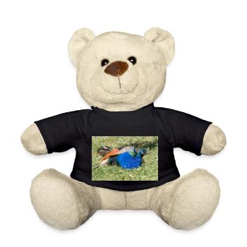 Blue Peacock (in German Blue Peacock) Pavo cristatus - Teddy Bear - black - Front
