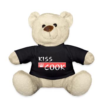 Kiss the Cook. Kiss the cook Funny saying Food - Teddy Bear - black - Front
