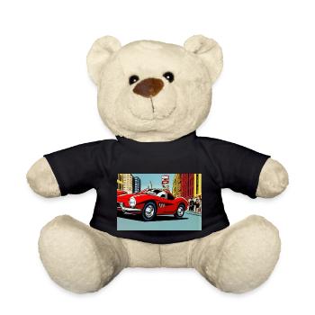 Retro sports car red 1960s - Teddy Bear - black - Front