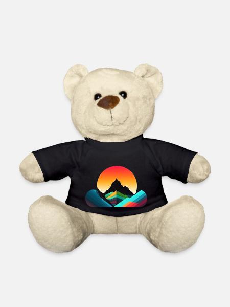 Mountain Landscape Geometric Art - Teddy Bear - black