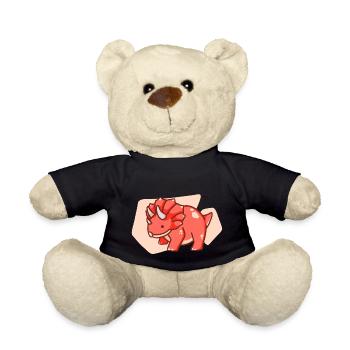 Cute chubby dinosaur, dino, triceratops - Teddy Bear - black - Front