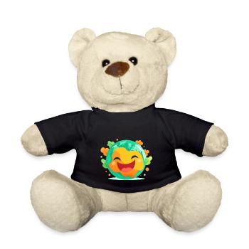 Fröhliche Erde lacht Umwelt Grün Klima - Teddy - Schwarz - Vorne