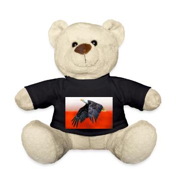 Polish eagle against the background of the national flag. - Teddy Bear - black - Front