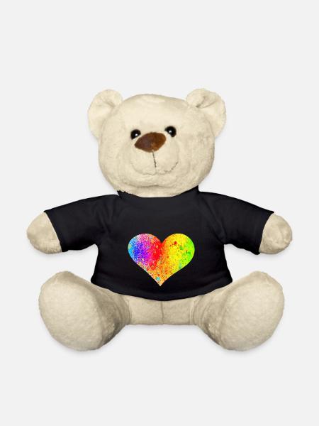 Regenbogen Herz - Teddy - Schwarz