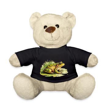 The green frog has a perfect camouflage - Teddy Bear - black - Front