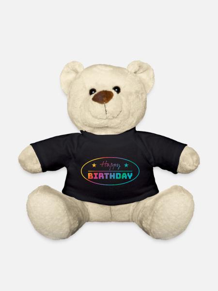 Tshirt happy birthday oval bunt - Teddy Bear - black