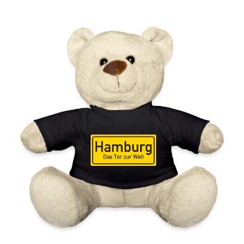 Panneau de nom de lieu de Hambourg Allemagne - Nounours - noir - Devant
