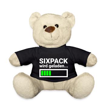 Sixpack wird geladen Lustiges Fitness Shirt - Teddy - Schwarz - Vorne