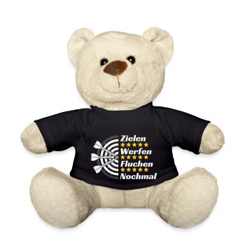 Zielen werfen nochmal - Darts lustiger Spruch Dart - Teddy - Schwarz - Vorne