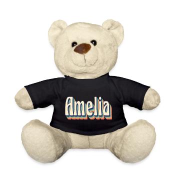 Amelia T-Shirt Retro Vintage T-Shirt Geschenkidee - Teddy - Schwarz - Vorne
