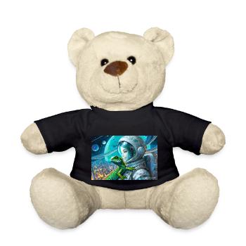 Sci-Fi Lizard girl city landscape ALIVE 3024 250510 - Teddy Bear - black - Front