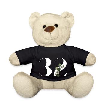 Nummer 32 Blumengrün - 32. Blumengeburtstag - Teddy - Schwarz - Vorne
