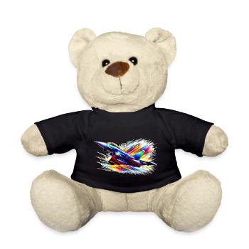 Kampfjet / Eurofighter - Farbsplash - Teddy - Schwarz - Vorne