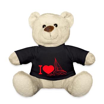 I love Sailing Sail Heart Symbol Sailing Crew Logo - Teddy Bear - black - Front
