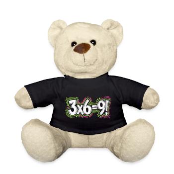 3x6=9 | Cooles Streetwear-Typo-Shirt - Teddy - Schwarz - Vorne