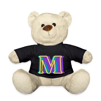 Multicolored letter m - Teddy Bear - black - Front