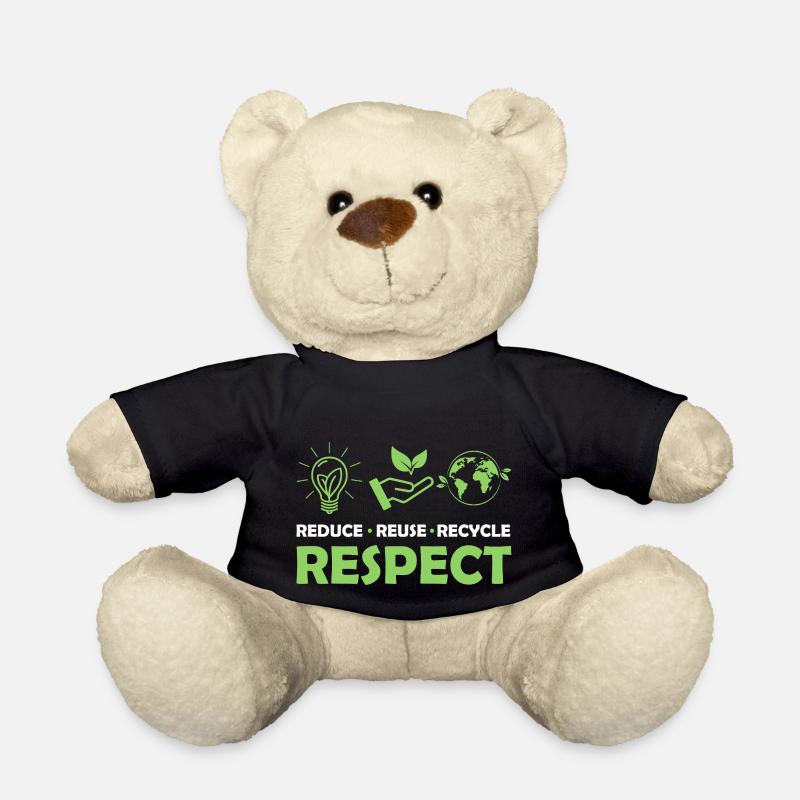 Reduce Reuse Recycle Respect Planet Environmental - Teddy - Schwarz