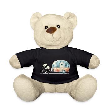 Panda mit Wohnwagen – Charmantes Reise-Design - Teddy - Schwarz - Vorne