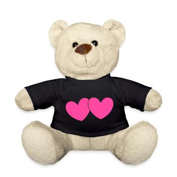 Herz rosa Herz pink Geschenk Valentinstag - Teddy - Schwarz - Vorne