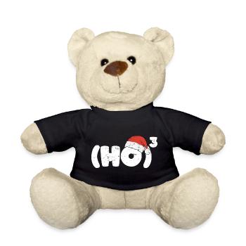 Ho Ho Ho Santa Hat Gift Vintage Xmas - Teddy Bear - black - Front