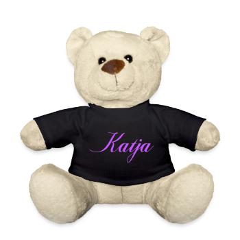 Nomme Katja en écriture lavande - Nounours - noir - Devant