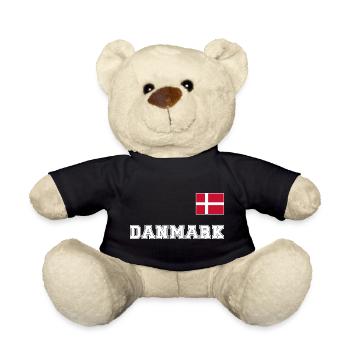 Dänemark Trikot Look – DANMARK mit Fahne Flagge - Teddy - Schwarz - Vorne