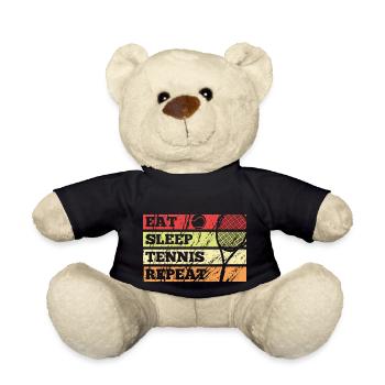 Eat sleep Tennis repeat vintage retro Tennisfan - Teddy - Schwarz - Vorne