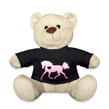 Pferd Herz Pferdeliebhaber Reiten Mädchen Geschenk - Teddy - Schwarz - Vorne